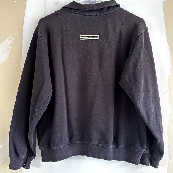 VTG Line Up Polo Sweatshirt 80s Embroidered Golf Logo 100% Cotton Black Small - Picture 5 of 5